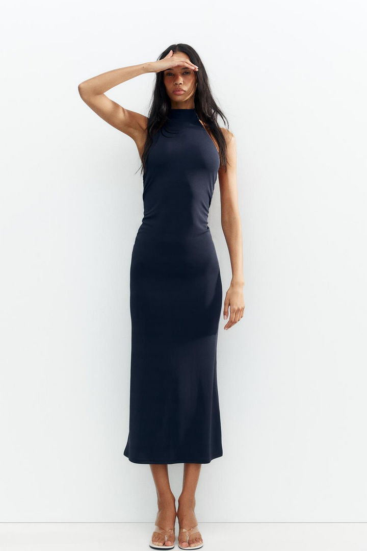 Serafina – Rochie Midi Damă Elegantă Albastru Marin