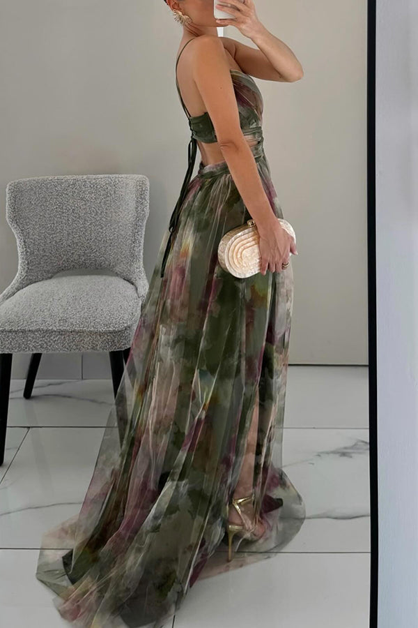 Liora – Rochie de Damă Maxi Elegantă cu Imprimeu Acquerel