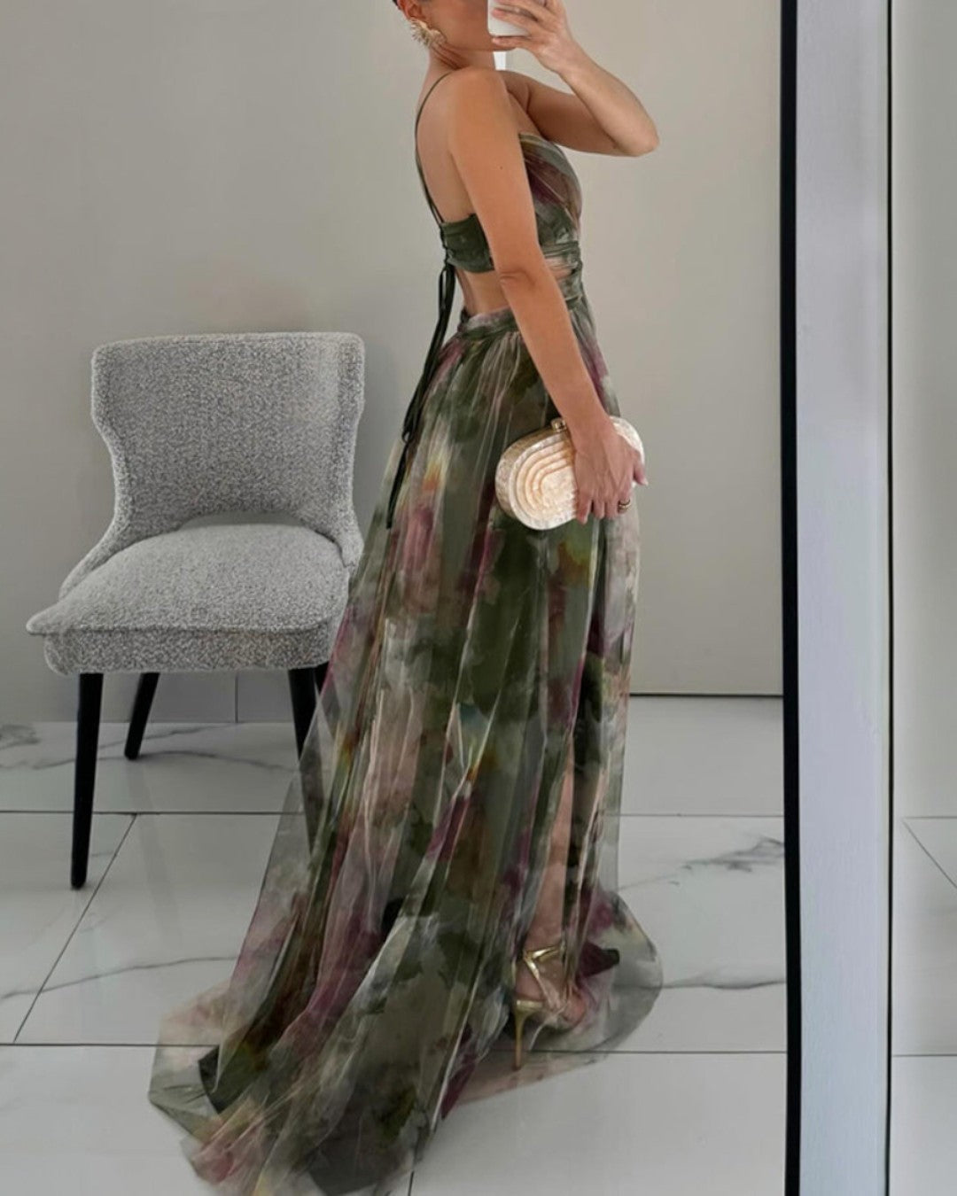 Giselle – Rochie maxi fermecătoare cu imprimeu floral