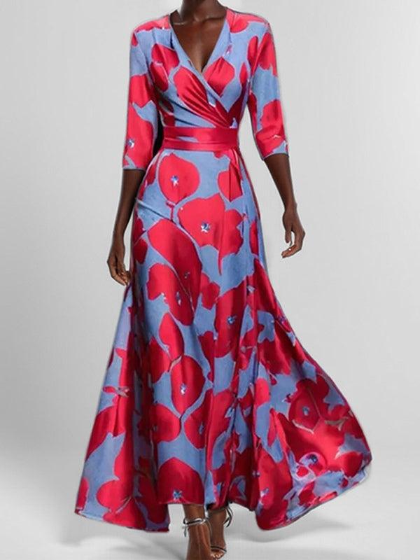 Barbara | Rochie maxi elegantă cu mâneci 3/4 în stil marin