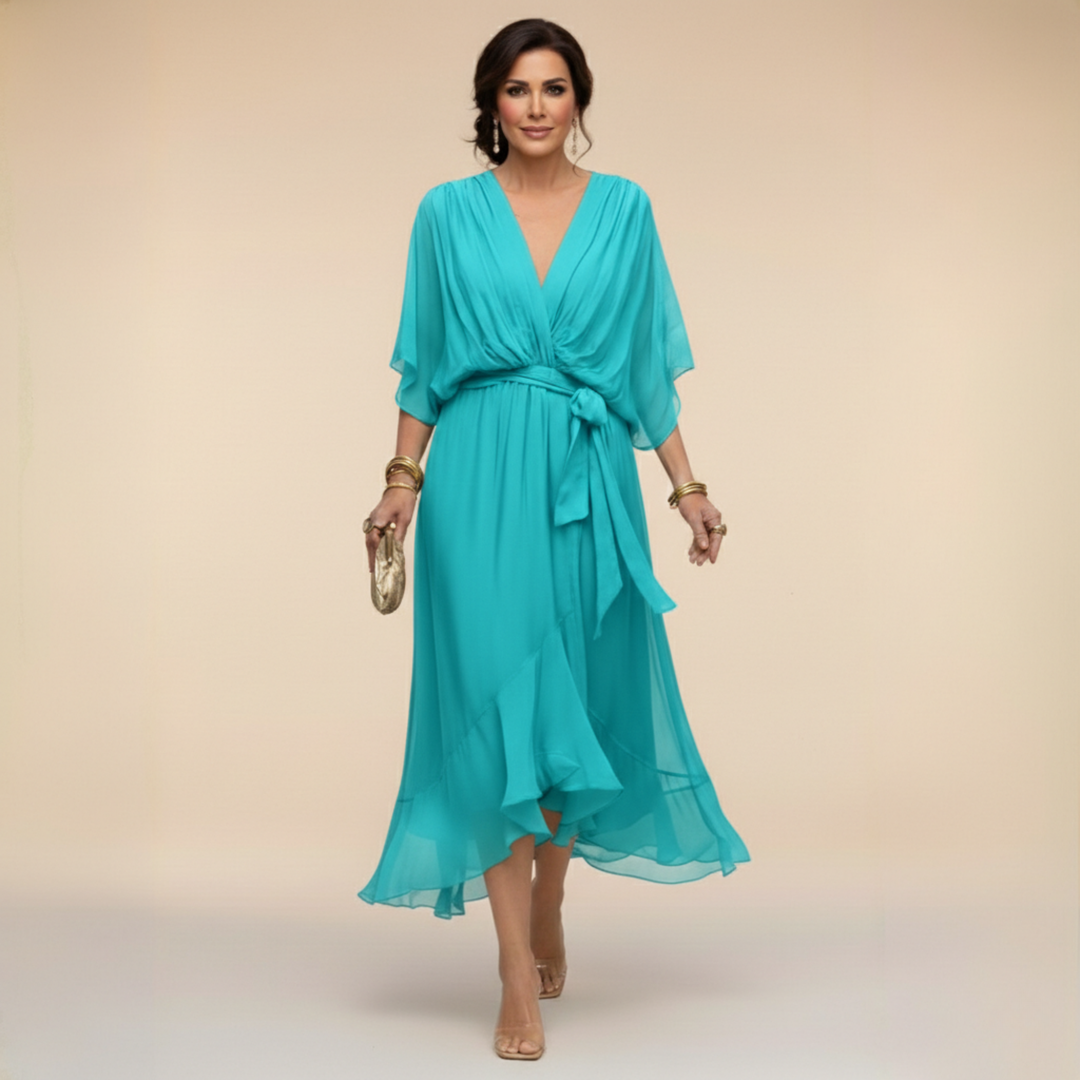 Monica – Rochie din Șifon cu Decolteu în V