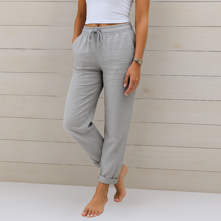 Maylora | Pantaloni Relaxați din In cu Șnur
