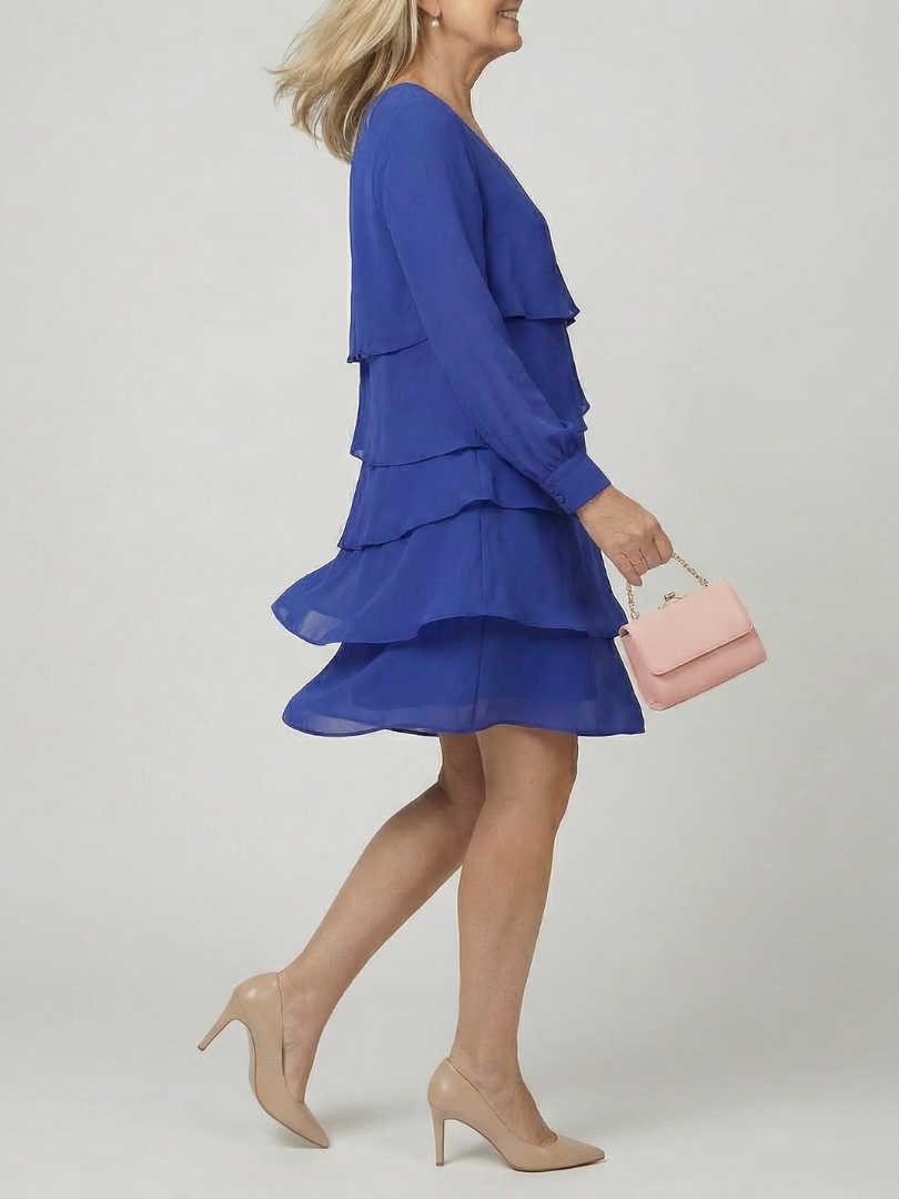 Tímea | Rochie Midi Stratificată Unis