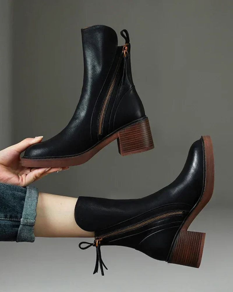 Valorine™ | Botine elegante din piele cu toc confortabil