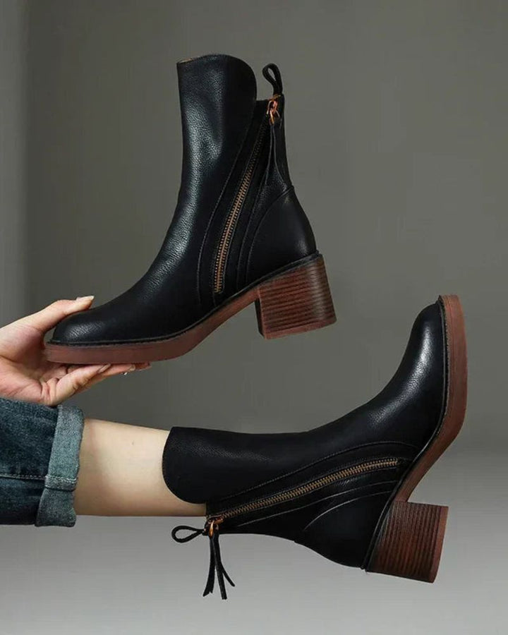 Valorine™ | Botine elegante din piele cu toc confortabil