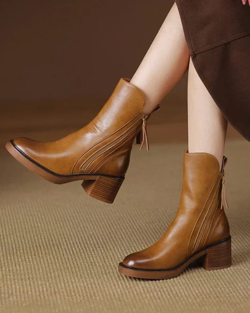 Valorine™ | Botine elegante din piele cu toc confortabil