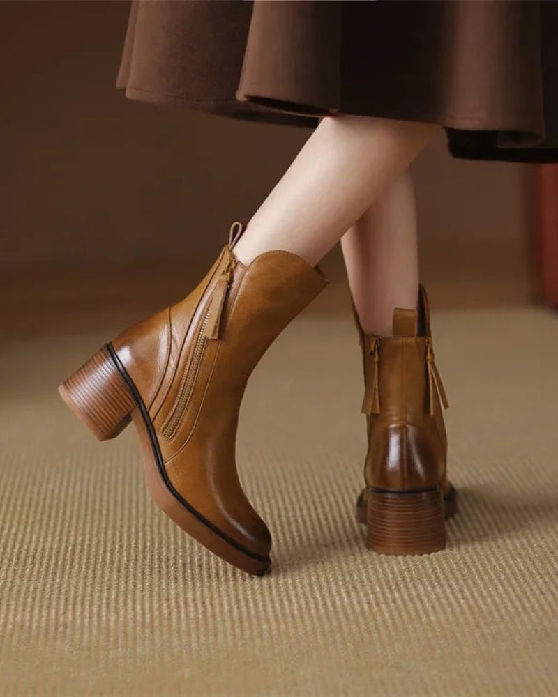 Valorine™ | Botine elegante din piele cu toc confortabil