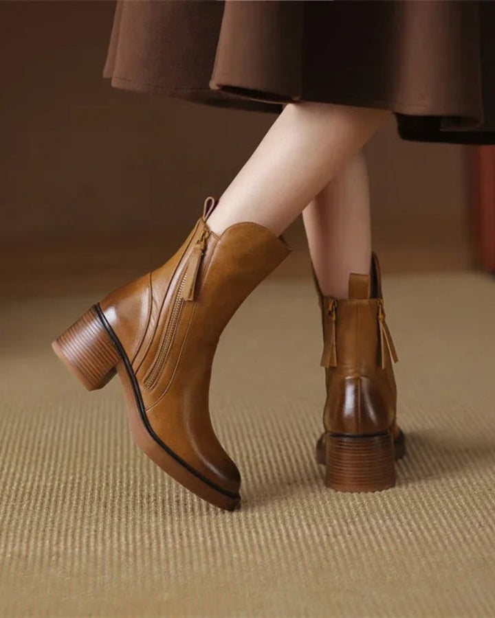 Valorine™ | Botine elegante din piele cu toc confortabil