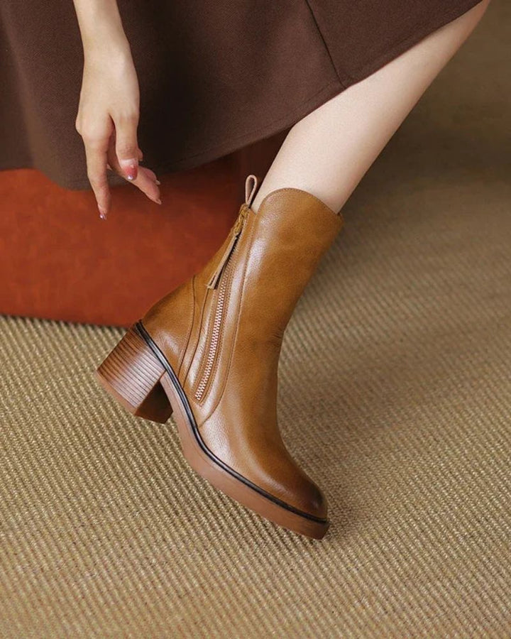 Valorine™ | Botine elegante din piele cu toc confortabil