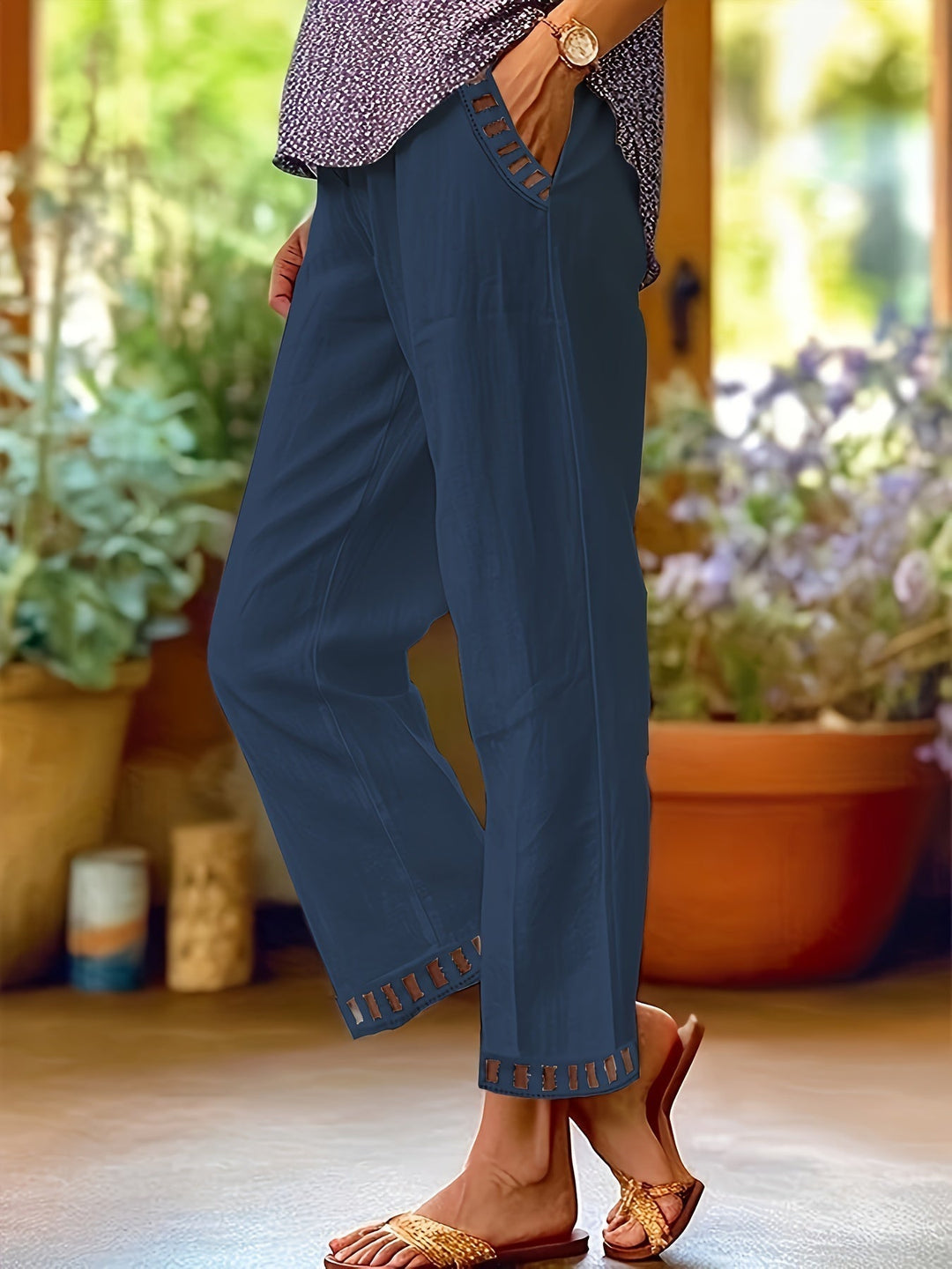 Wren – Pantaloni Croiți Relaxați cu Detalii Contrastante