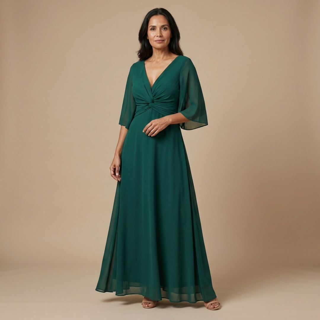 Lucia – Rochie din Șifon cu Decolteu în V