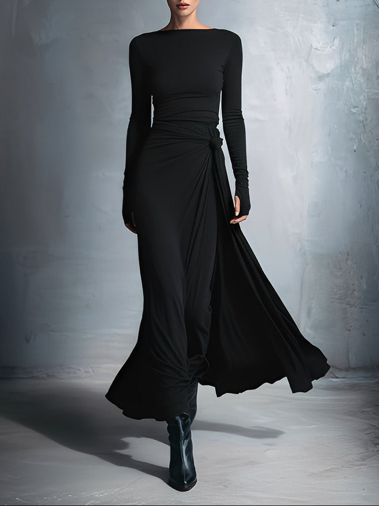 Ilinca | Rochie maxi cu nod lateral