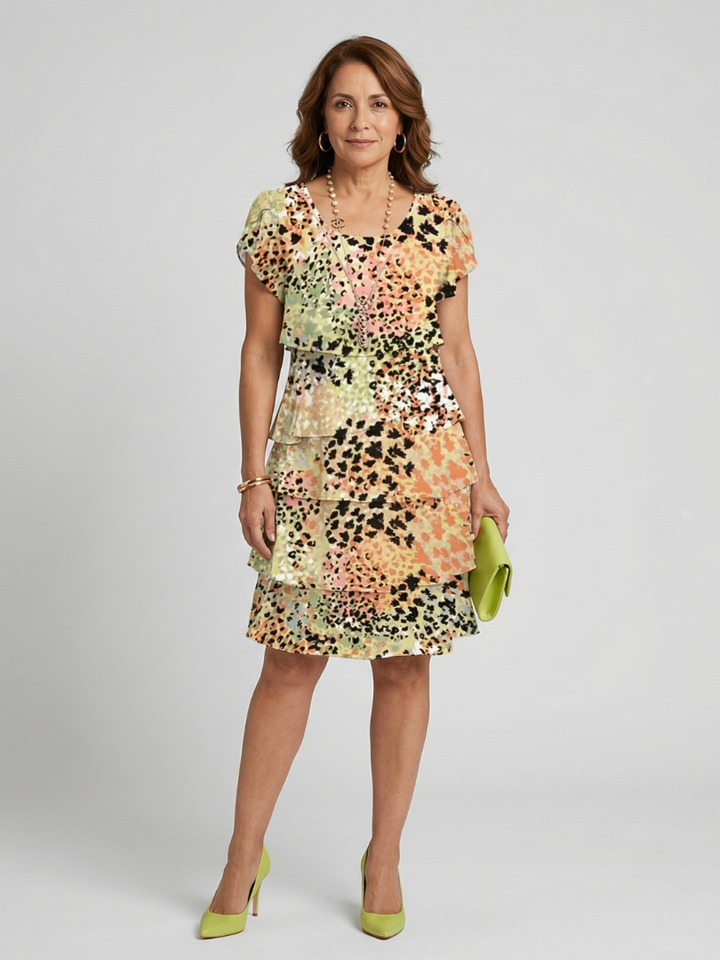 Sarolta | Rochie Midi cu Print Abstract