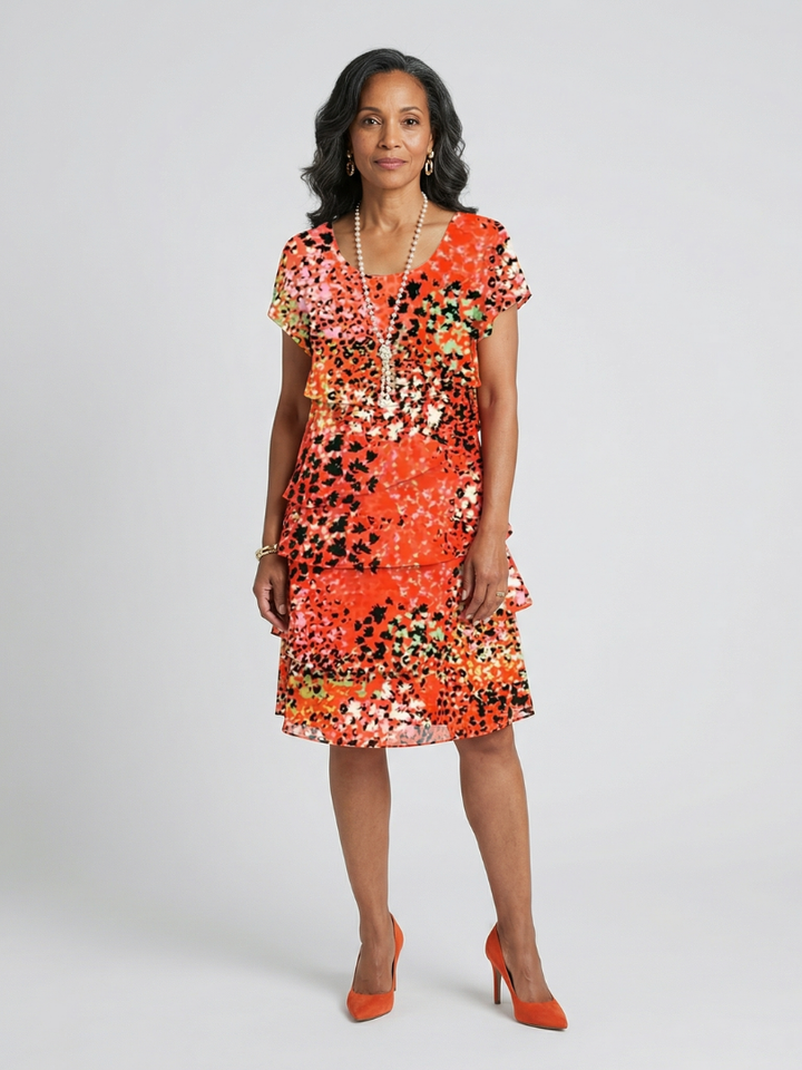 Irén | Rochie Midi Stratificată Multicoloră