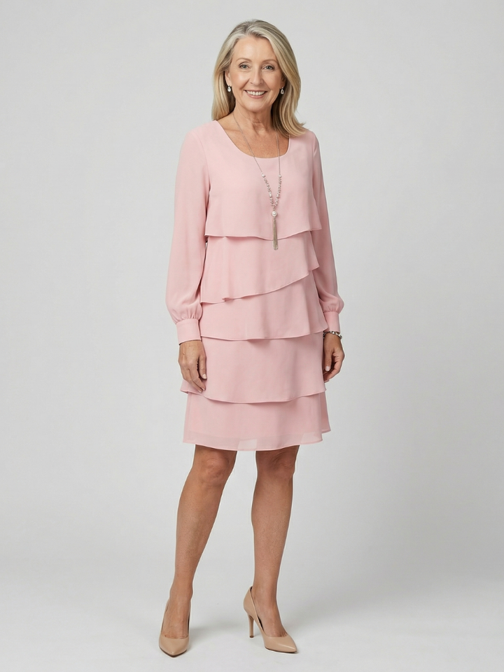 Tímea | Rochie Midi Stratificată Unis