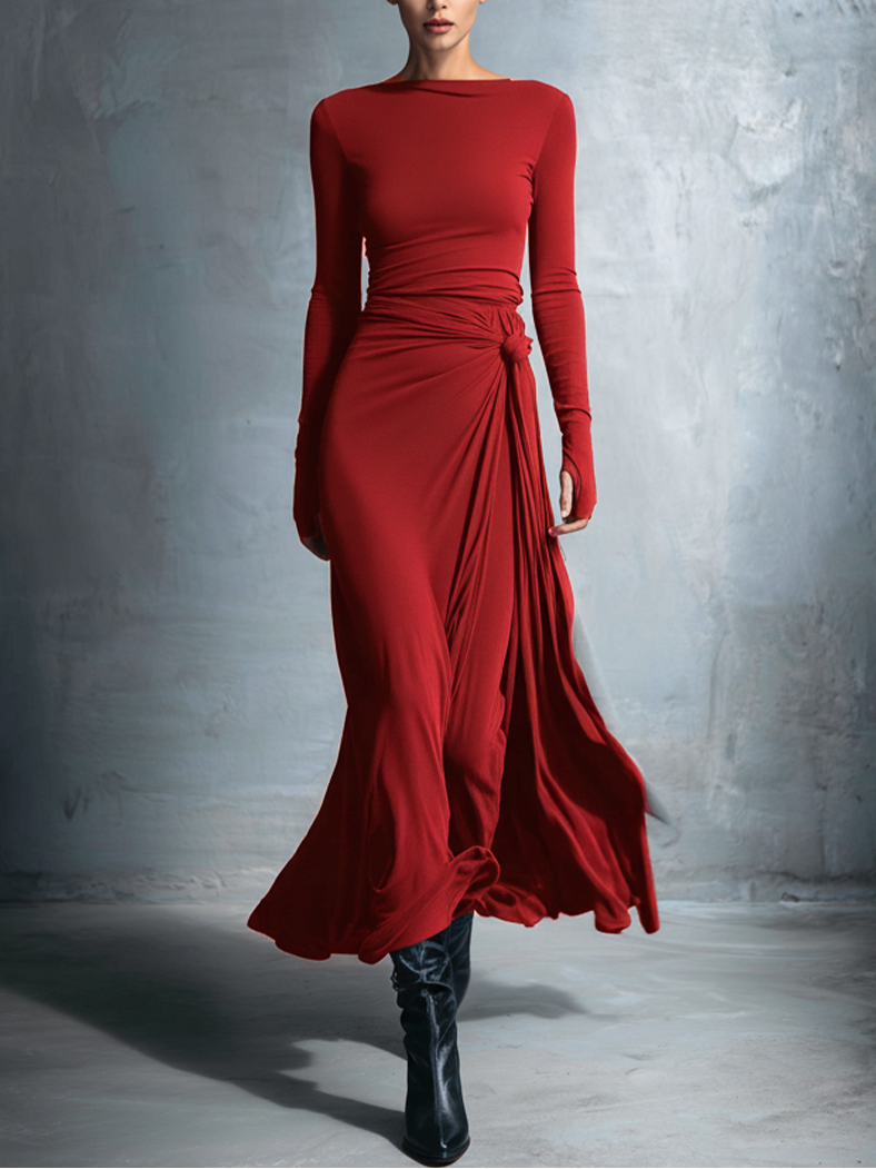Ilinca | Rochie maxi cu nod lateral