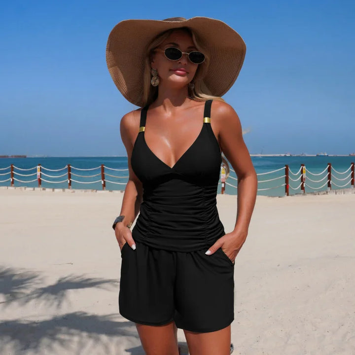 Harper | Set de tankini plisat cu buzunare