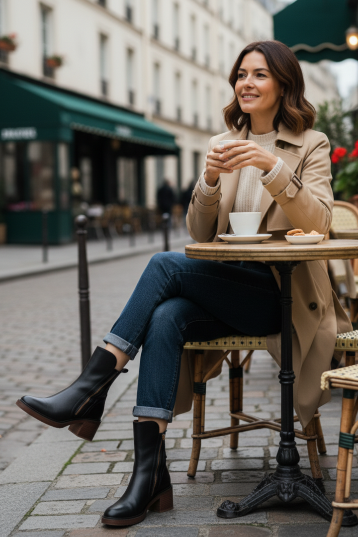 Valorine™ | Botine elegante din piele cu toc confortabil