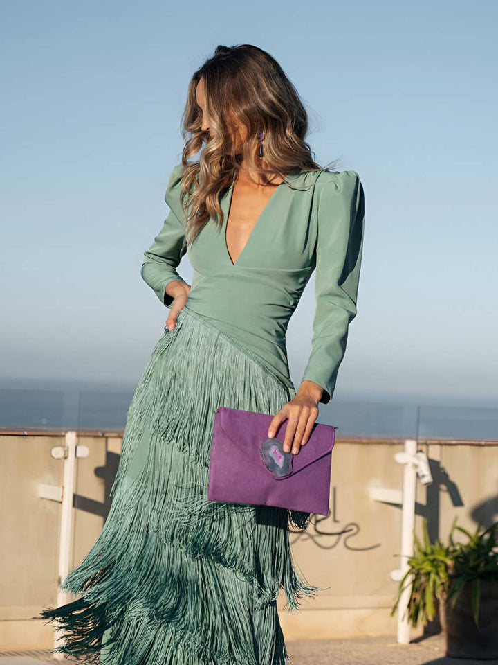 Rochie cu Franjuri Salvie