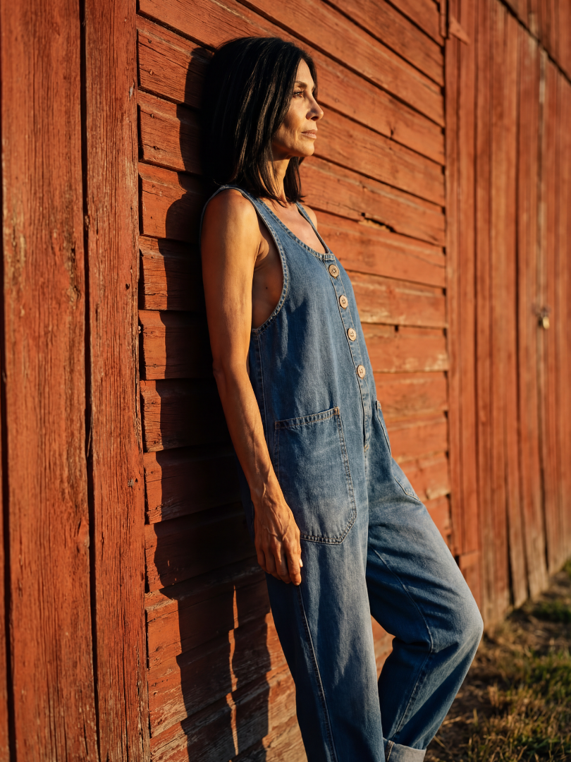 Daria | Salopetă Casual din Denim cu Nasturi