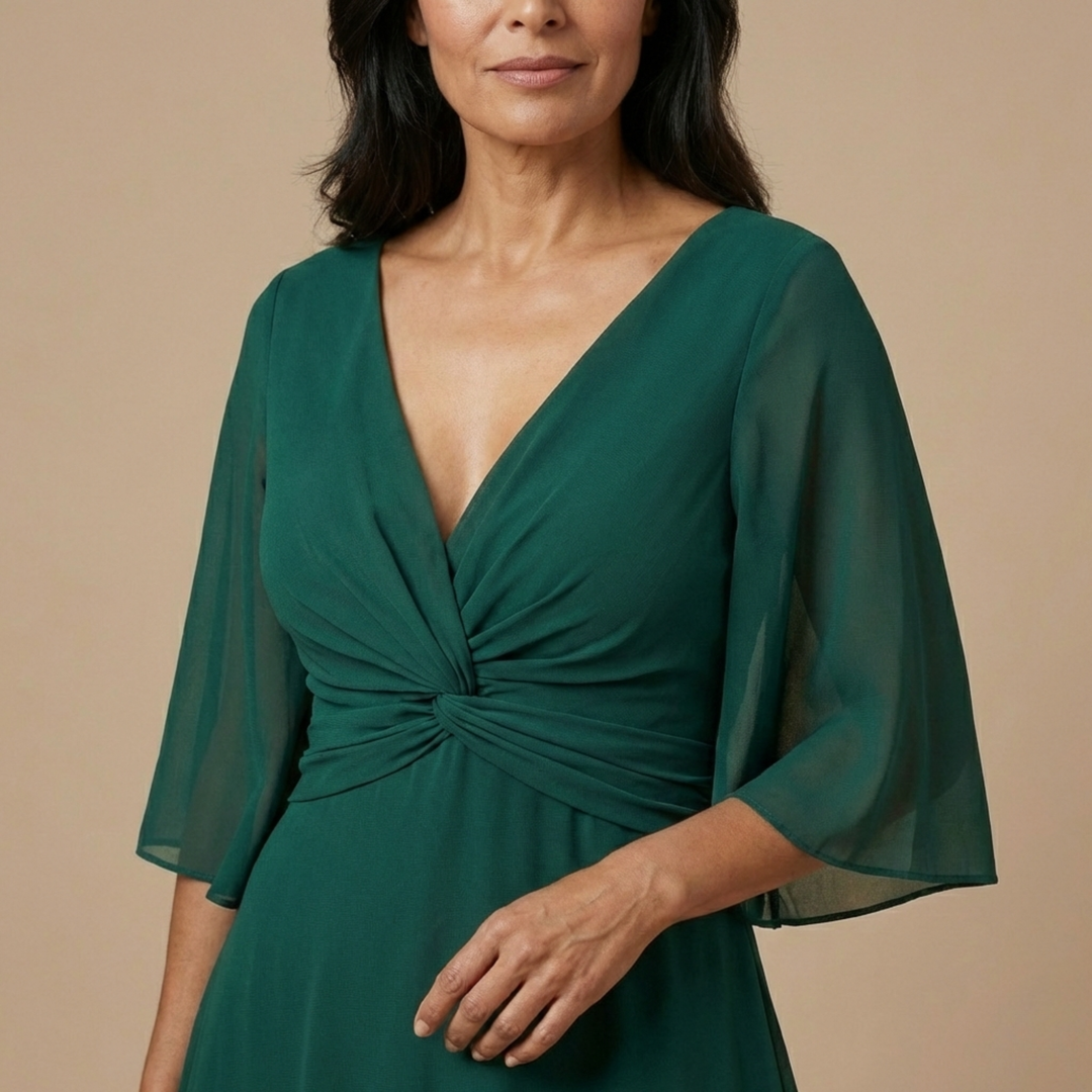 Lucia – Rochie din Șifon cu Decolteu în V
