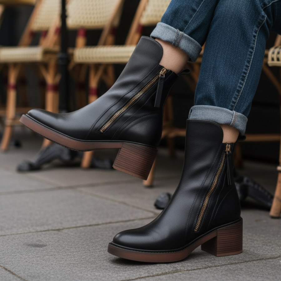 Valorine™ | Botine elegante din piele cu toc confortabil