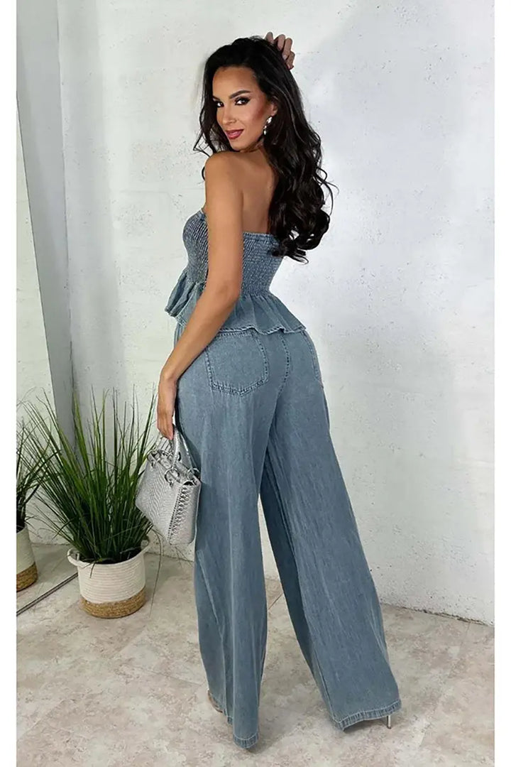 ISLA – SET STILAT DIN DENIM FORMAT DIN DOUĂ PIESĂ