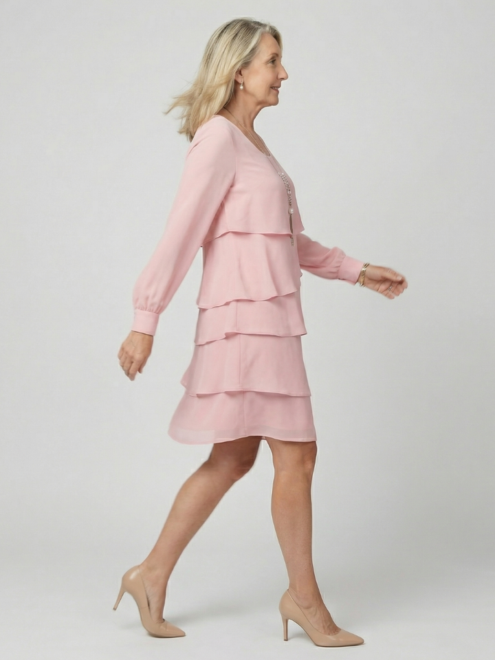 Tímea | Rochie Midi Stratificată Unis
