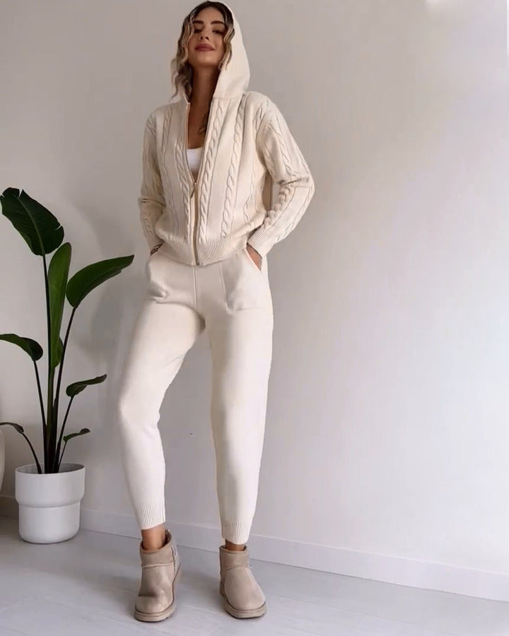 Ania - Set casual din două piese cu jacquard răsucit