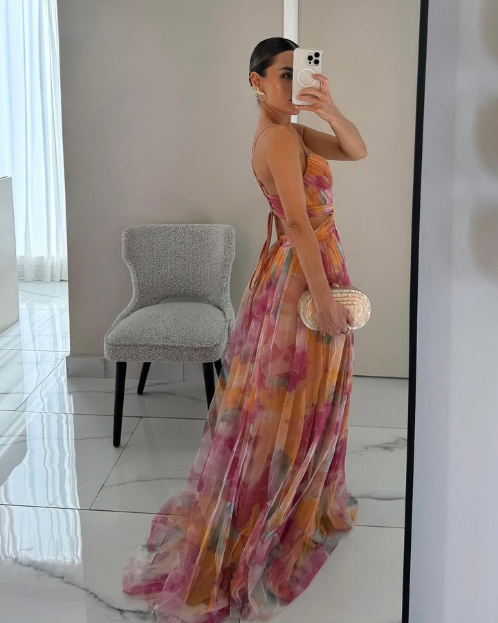 Giselle – Rochie maxi fermecătoare cu imprimeu floral