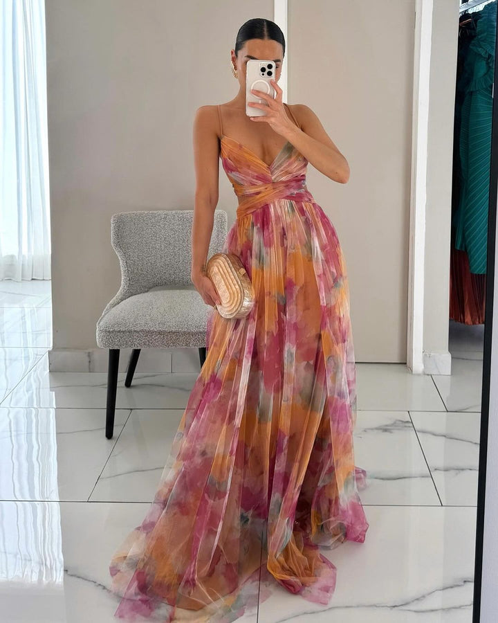 Giselle – Rochie maxi fermecătoare cu imprimeu floral