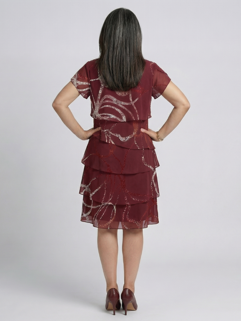Flóra | Rochie Midi cu Print Abstract Compus