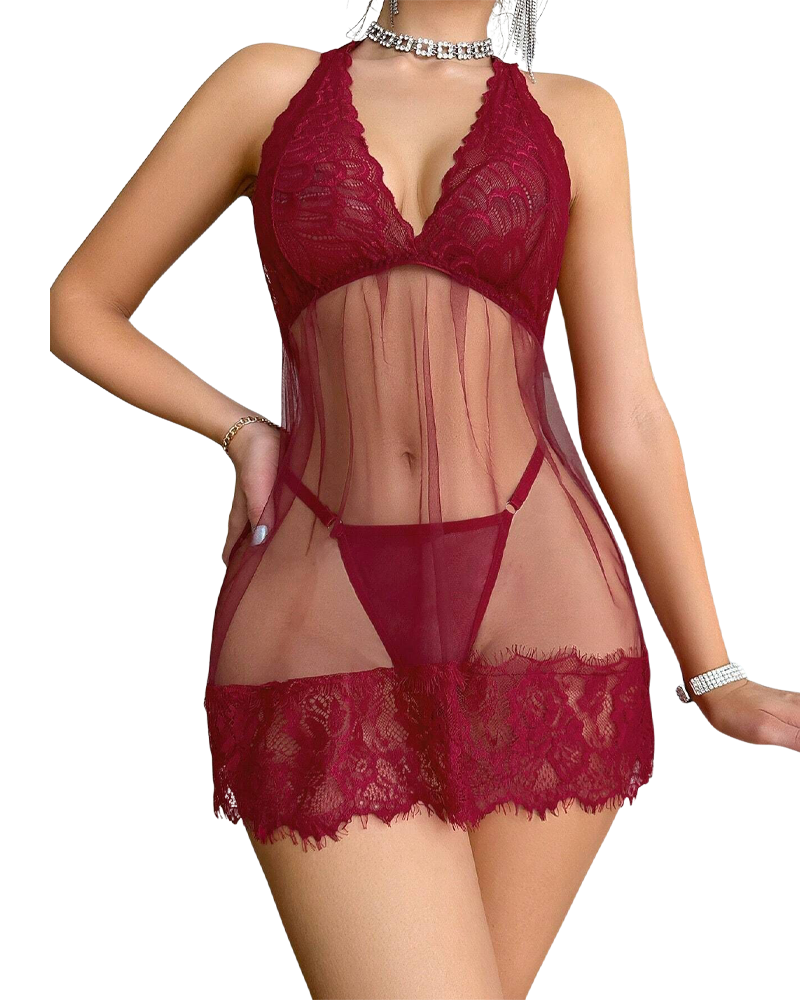 Amy™ | Rochie Babydoll cu Bretele din Dantelă și Funda