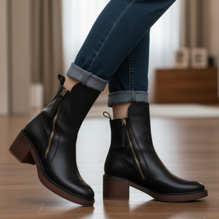 Valorine™ | Botine elegante din piele cu toc confortabil