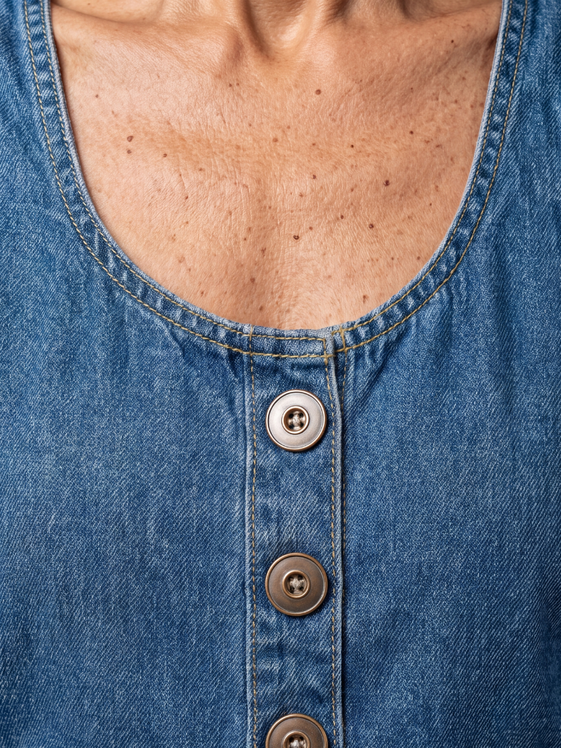 Daria | Salopetă Casual din Denim cu Nasturi