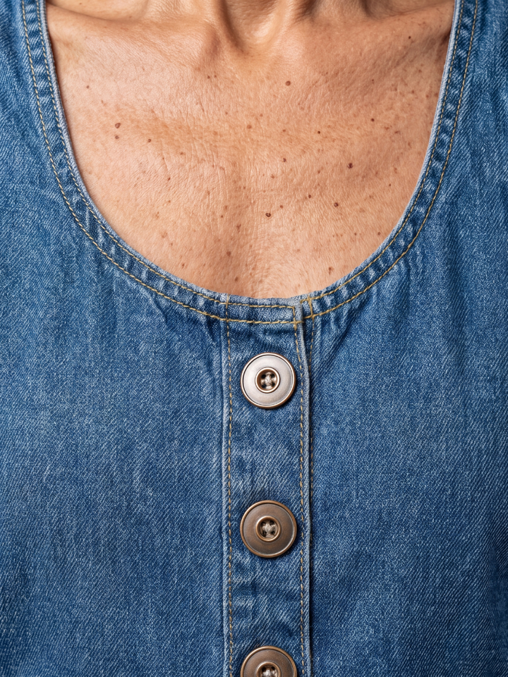 Daria | Salopetă Casual din Denim cu Nasturi