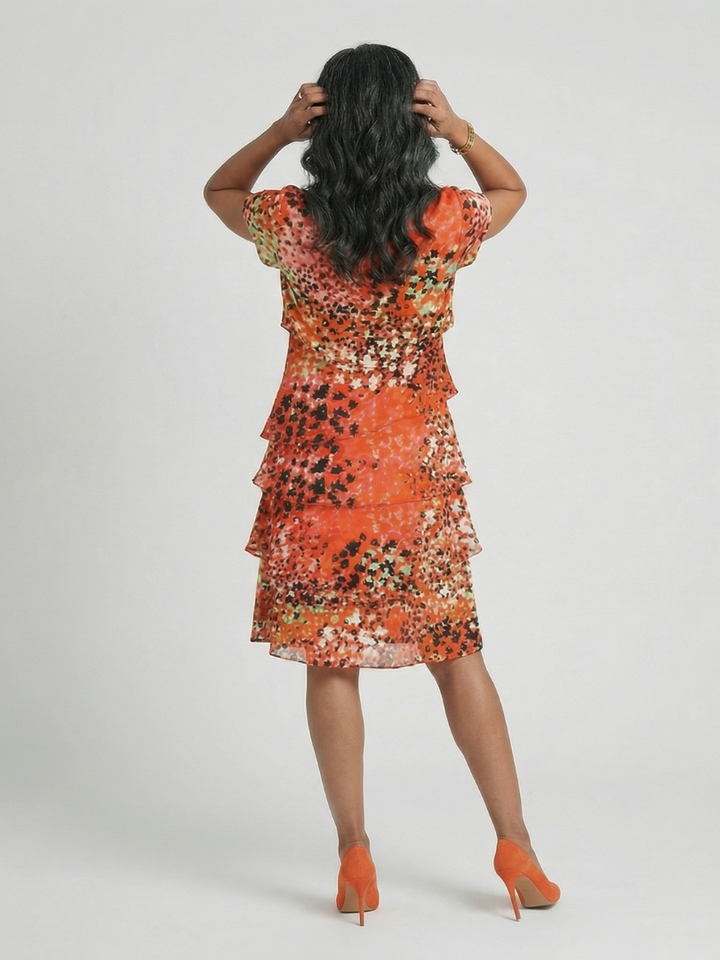 Irén | Rochie Midi Stratificată Multicoloră
