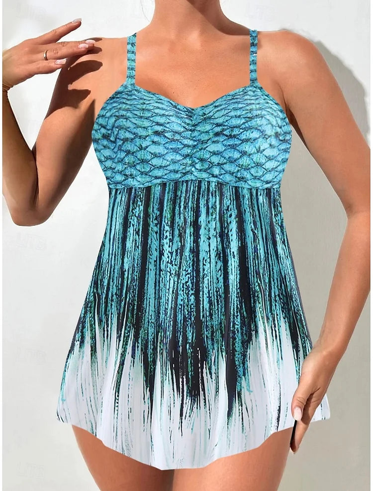 Perla | Set de costum de baie cu imprimeu de sirenă care acoperă abdomenul
