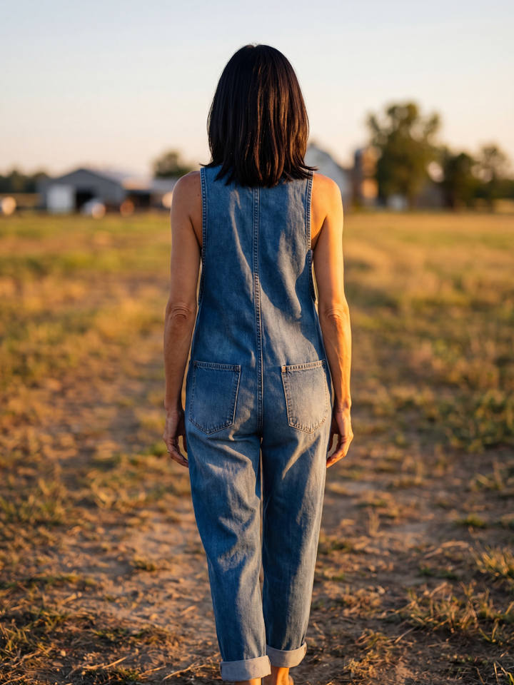 Daria | Salopetă Casual din Denim cu Nasturi
