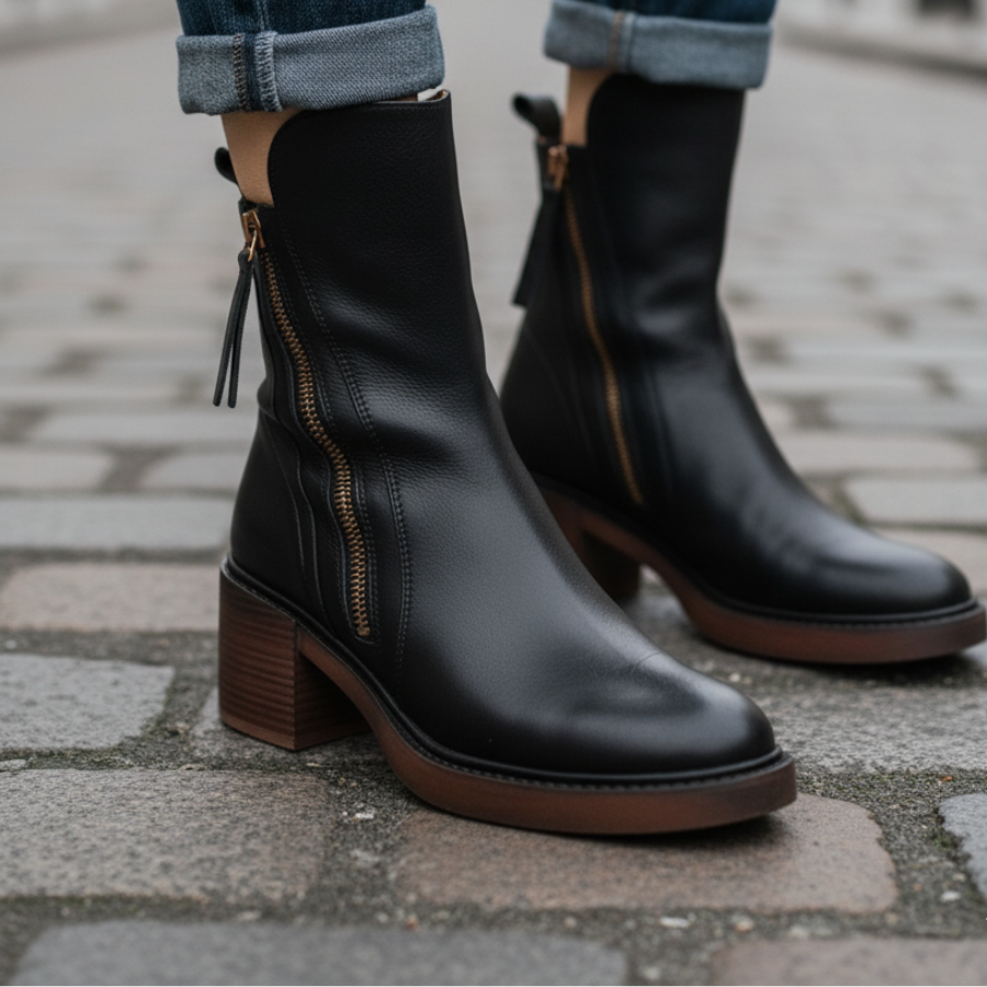 Valorine™ | Botine elegante din piele cu toc confortabil