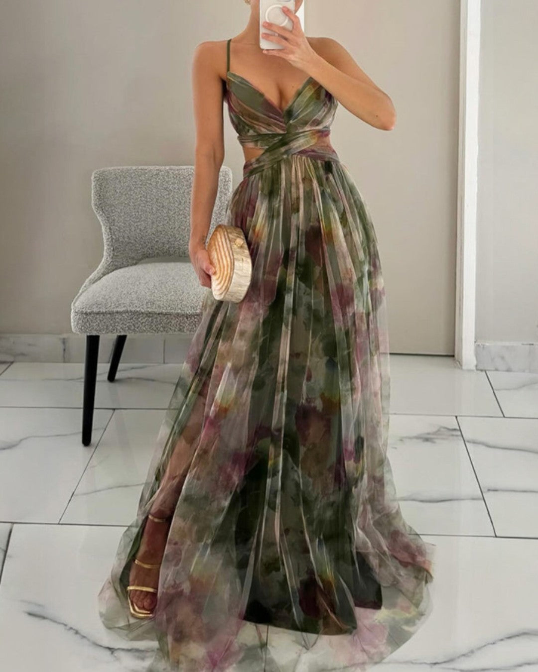 Giselle – Rochie maxi fermecătoare cu imprimeu floral