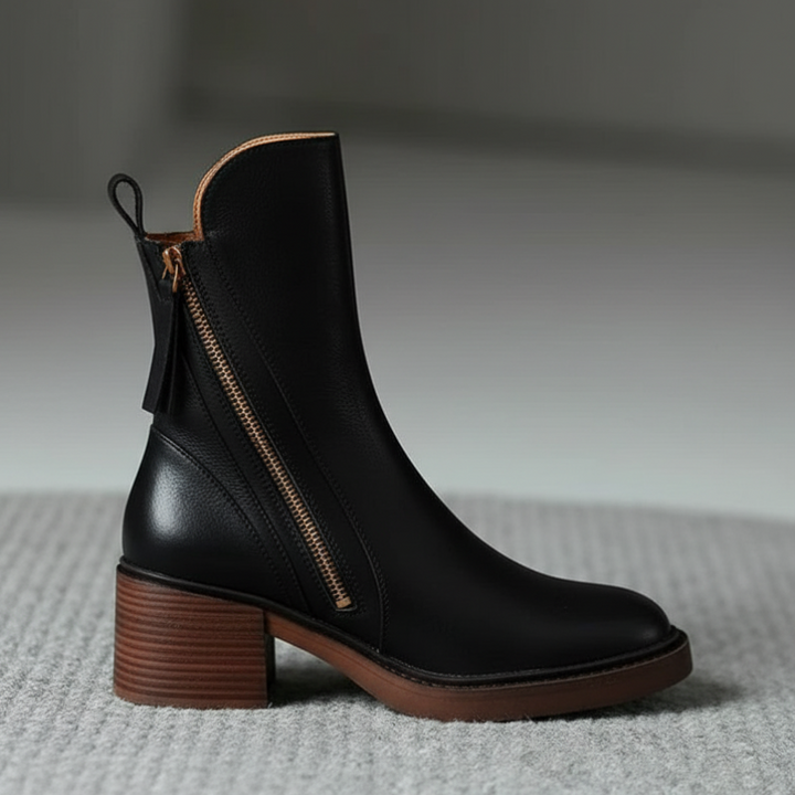Valorine™ | Botine elegante din piele cu toc confortabil