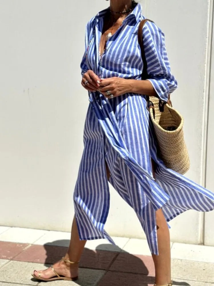 Della™ | Rochie cămașă cu dungi