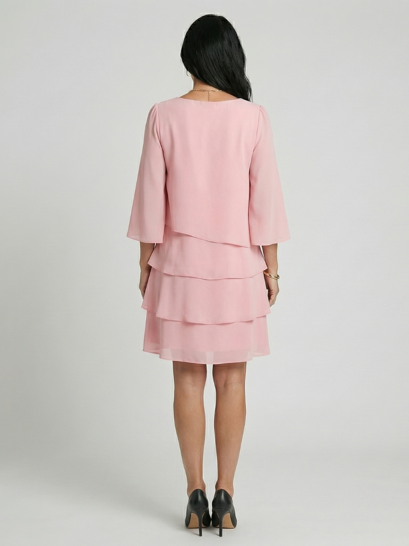 Zita | Rochie Midi Stratificată cu Mâneci Clopot