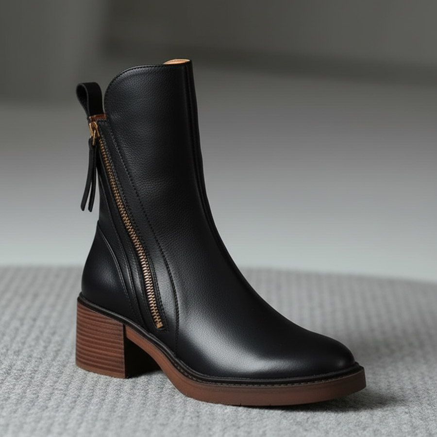 Valorine™ | Botine elegante din piele cu toc confortabil