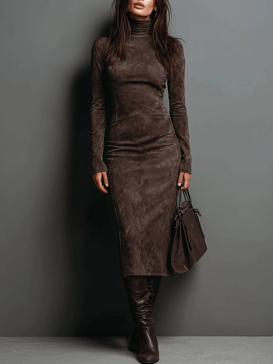 Susana | Rochie midi lungă maro