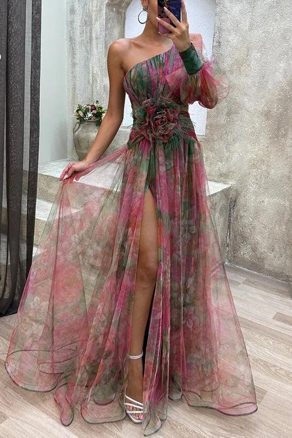 Marta | Rochie Maxi de Vară cu Flori și Fustă Plisată