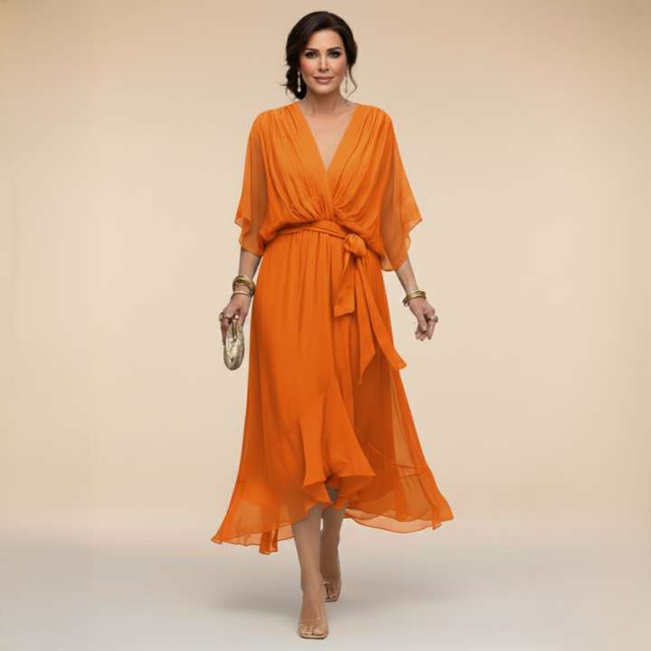 Monica – Rochie din Șifon cu Decolteu în V