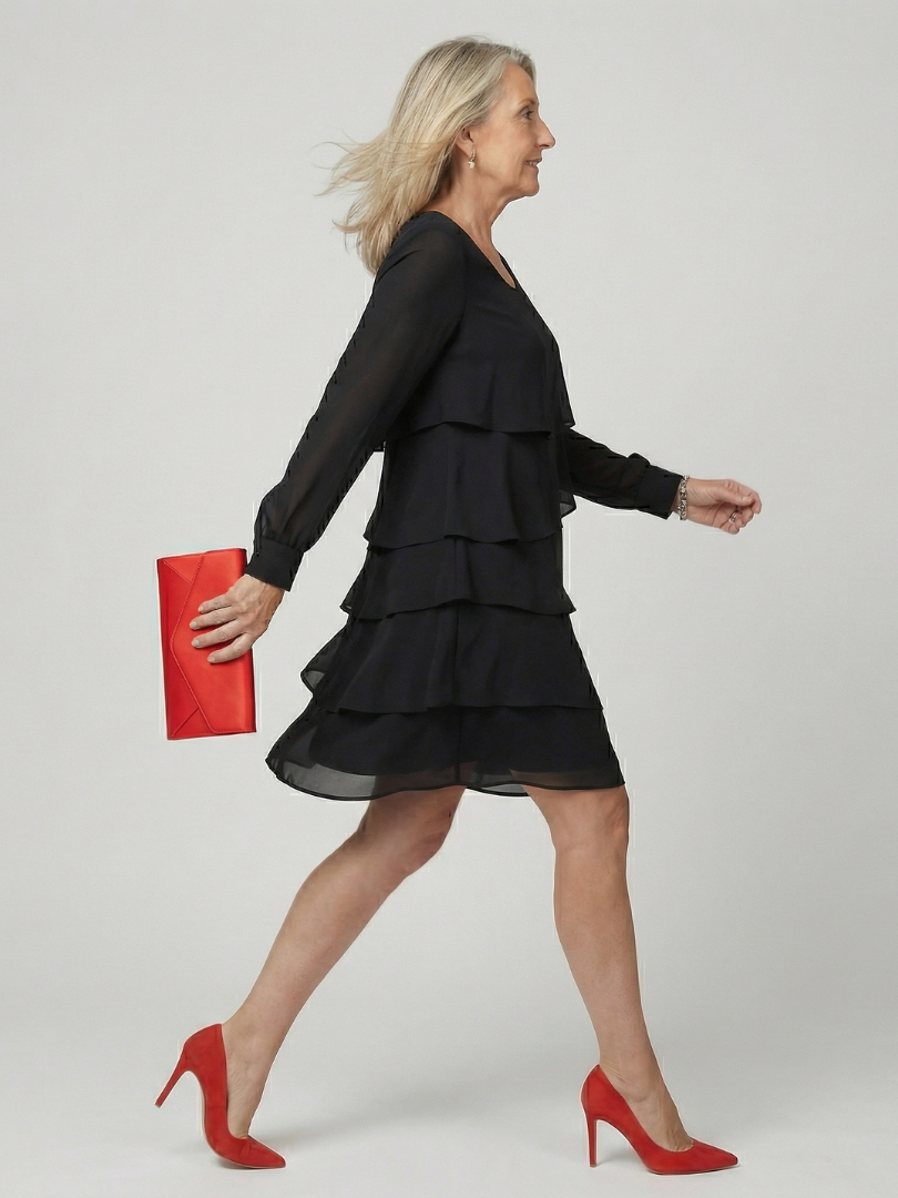 Tímea | Rochie Midi Stratificată Unis