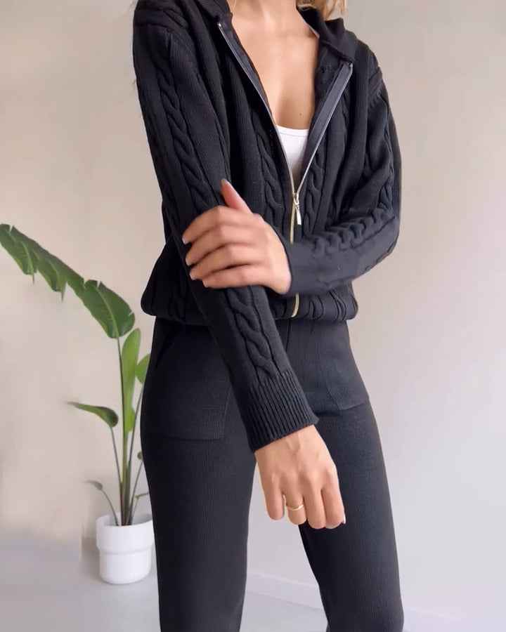 Ania - Set casual din două piese cu jacquard răsucit